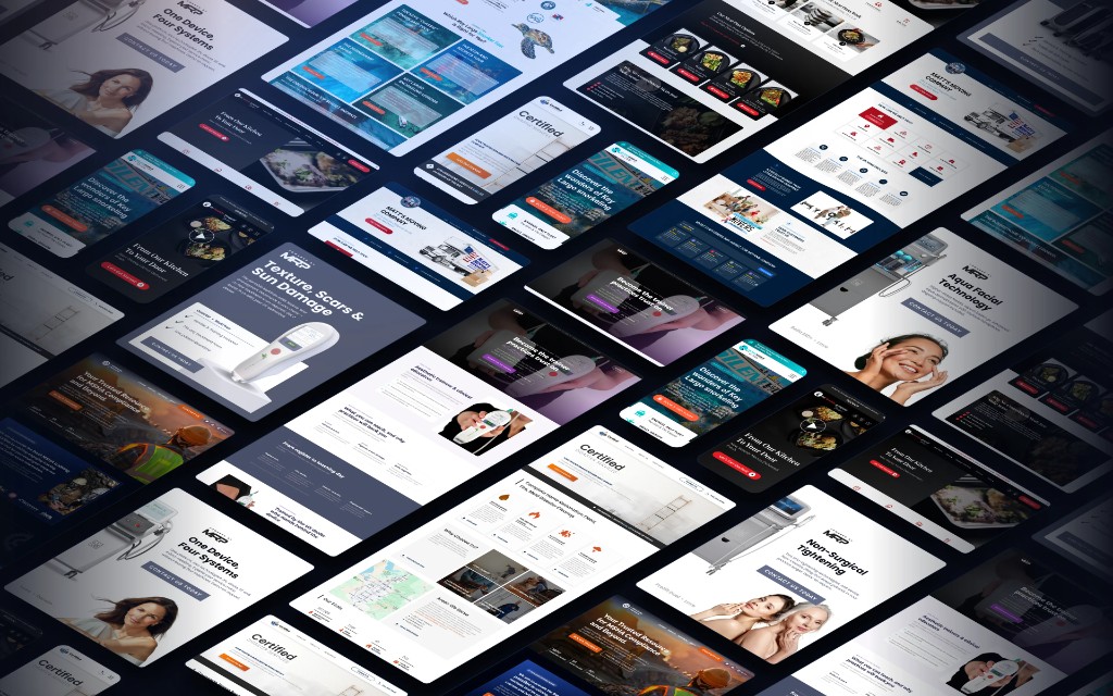 A wall of Partner ads and landing pages we designed